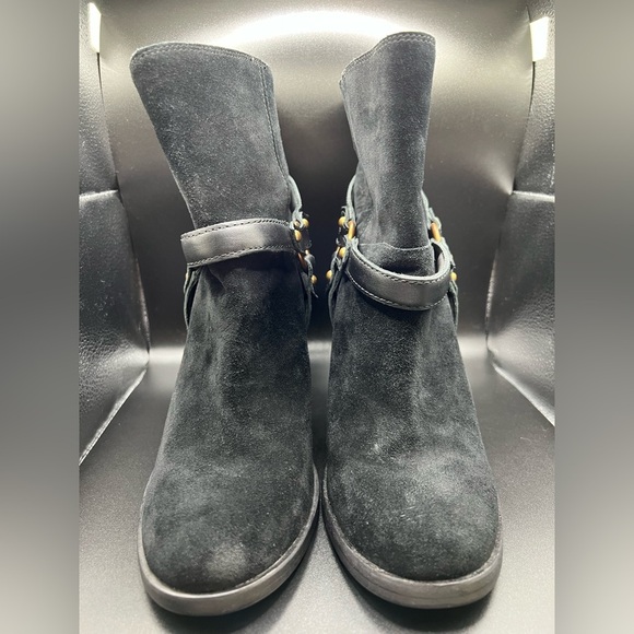 UGG Dandridge Suede Block Heel Harness Ankle Boots in Black Size 7.5 - Picture 5 of 9